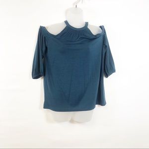 Loft Women's Turquoise Off the Shoulder Top Size L